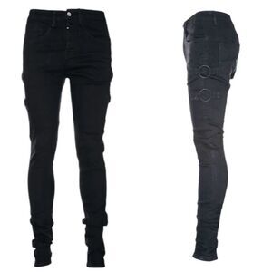 KOLLAR Clothing Mens Designer Harness Denim Black size 34